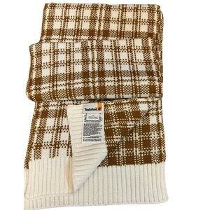 NWOT Timberland caramel tan & ivory plaid winter scarf